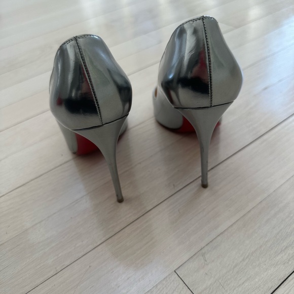 Christian Louboutin Silver Pigalle Follies 100mm Pumps Size 37.5 - Picture 5 of 14